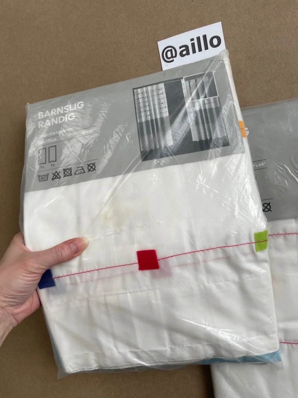 2 IKEA BARNSLIG RANDIG Short curtains, multicolor